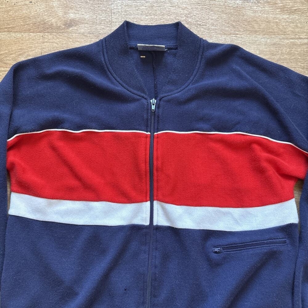 Vintage Track & Court Full Zip Size L Red White Blue Sweatshirt USA 70s 80s